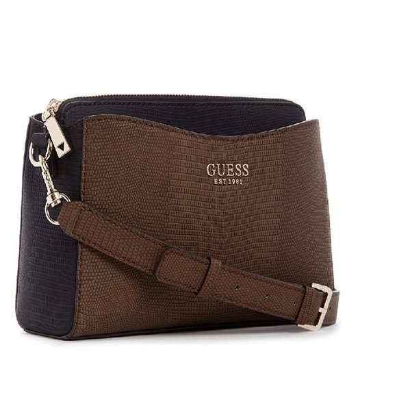 Women's Imported GUESS Crossbody Color Chestnut Brown - Picture 1 of 2